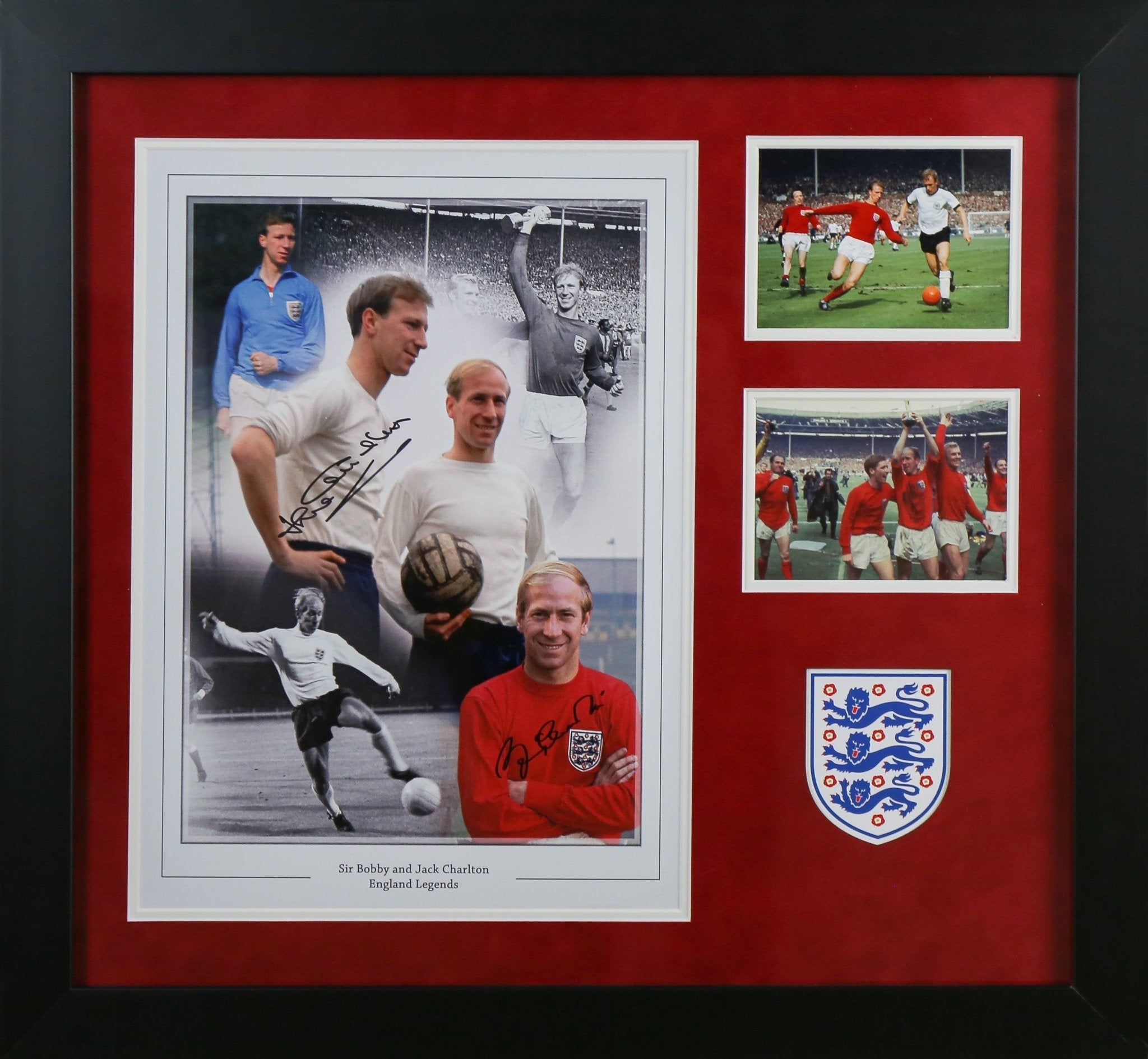 Bobby Charlton and Jack Charlton Signed 12x16 Photograph Framed Display - Memorabilia Framers Shop